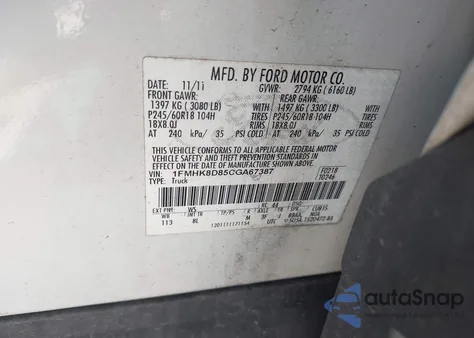 2012 Ford Explorer Xlt z USA, uszkodzony, nr VIN 1FMHK8D85CGA67387